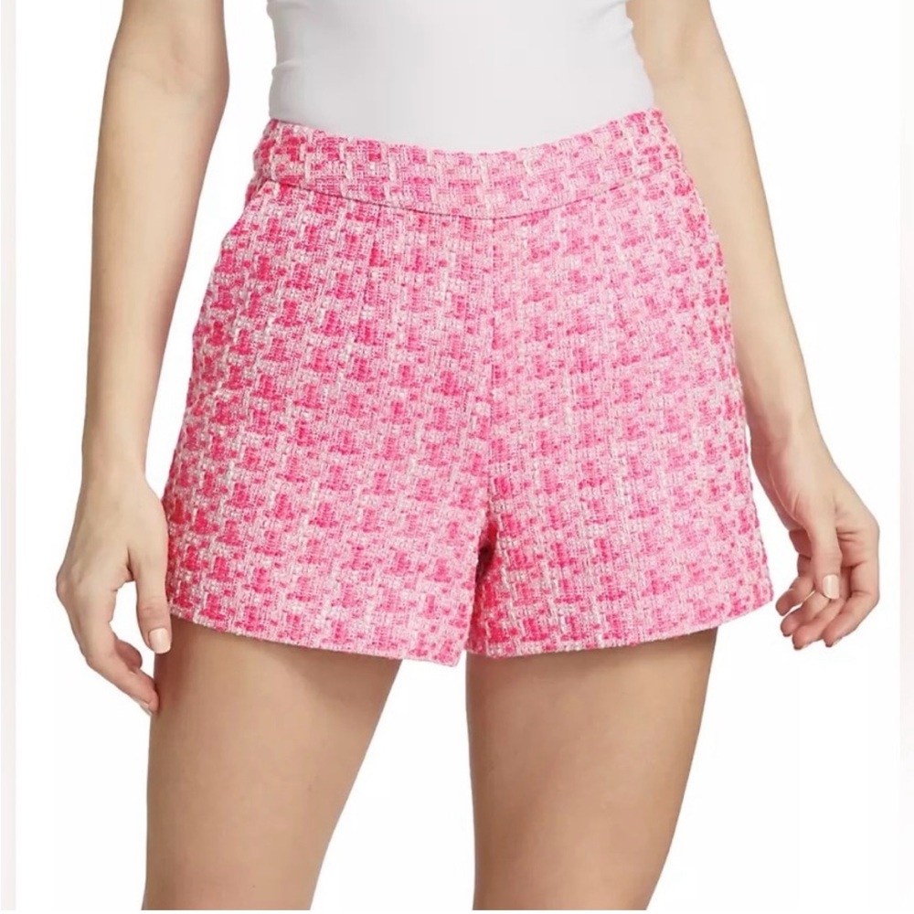 Pink and white tweed shorts by L’Agence